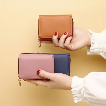 Жена портфейл Sense висок клас, компактен корейската версия, модерен кратък жена в чантата си, многофункционални трехстворчатые чанти-портфейли