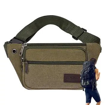 Холщовая поясная чанта за спорт на открито богат на функции мъжки поясная чанта, высокопрочные чанти с голям капацитет, преносими чантата си за телефон