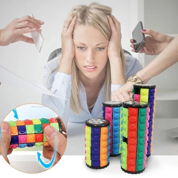 3D Roto-подвижен цилиндър Нивото на кулата 7/5/3 Цветни пъзели за облекчаване на стреса, разработване на сензорни играчки за деца и възрастни