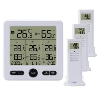 Метеорологичната станция, вътрешни / Външни Безжични датчици, Цифров термометър, Влагомер, led LCD дисплей, термометър, здрав, лесен за употреба