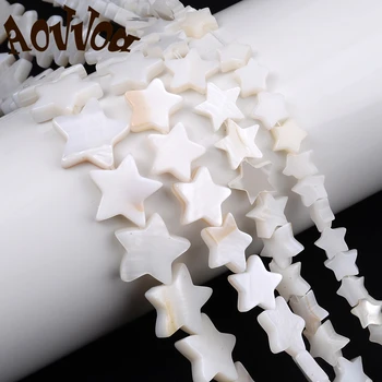 Бели мъниста от естествен coquina във формата на звезда, сладководни Чисти мъниста за бижута, аксесоари за гривни и колиета 6-15 mm