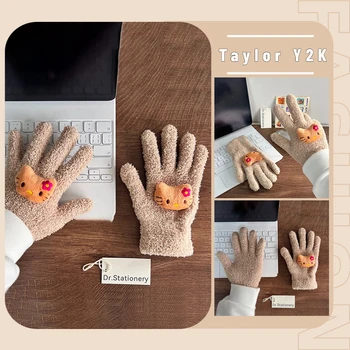 Sanrio Плюшени Ръкавици Hello Kitty Модел Аниме, Възли Ръкавици My Melody Pachacco, Мультяшные Модни Универсални Ръкавици За езда Y2K За момичета