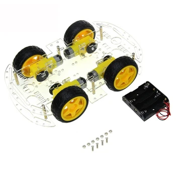 Направи си САМ Робот Smart Car Chassis Комплект за Arduino Drive Controller Board Сензор за Скорост стъпков мотор, 4 задвижващи Колела и Батерията Отделение