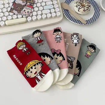 Черешова Маруко-чан аниме периферни чорапи без костилки от чист памук мультяшное всички вертикално индивидуален триизмерен кратко