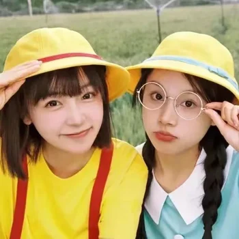 Черешова малка жълта шапка с червен нос от аниме Маруко-тиен, скъпа студентски момиче, защото шапка за два юана