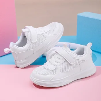 Нова Детски обувки Модерен Бели обувки за момчета и момичета Удобни Детски маратонки Удобни Ежедневни Детски обувки на плоска подметка