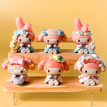 # 3 Фигурка на My Melody Фигурка на SANRIO Toys, 6 бр, за декорация за дома в стил Kawai, фигурка от японската аниме, сладки коледни подаръци