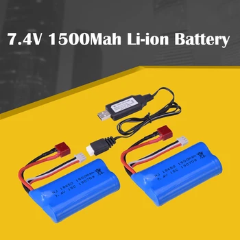Добро качество на 2 елемента от 7,4 В 1500 ма Литиево-йонна Батерия T мъжки/USB Зарядно устройство за WLtoys 12428 2,4 Грама на 1:12 Високоскоростен радиоуправляеми Автомобили