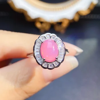 Антикварное пръстен От сребро с натурален розов опалом, Годежен пръстен с уникален розов Опалом, Женски Сребърен пръстен проба 925 в подарък