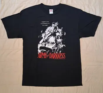 Тениска Army of Darkness с нов много рядко червено логото на Evil Dead 2009 г. Брус Кембъл
