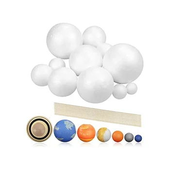 Комплект за дизайн на слънчевата система, PlanetModel Crafts 14 топки от полистирол с различни размери за учебната науката