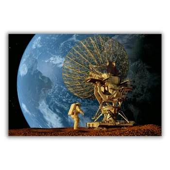 HT128 Впечатляваща Вселената, Земята И Луната Космическа Станция Астронавт Коприна Тъкани Плакат на Арт Декор Картина В закрито Подарък
