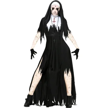 2021 Костюм монахиня на Хелоуин, cosplay, костюм на вампир-демон, черна маскиране Сестри на ужасите в стила на фантазията на вампир, женски костюми за възрастни
