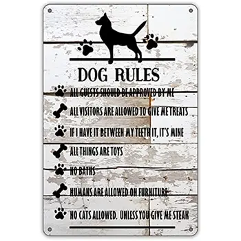 Забавни кучешки правила Метална лидице знак Декор на стените Селска къща Селски означени с поговорки за дома Подаръци за любителите на кучета