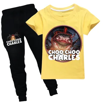 Плюшено нова година памук детски спортен костюм Choo-Choo Charles, комплекти летни дрехи за деца, дрехи за момичета и момчета, Детски ризи, панталони, костюми