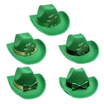 Ирландският забавна шапка с извит полета в чест на Ирландския национален празник, шапка за карнавали и партита, Шапка за парти