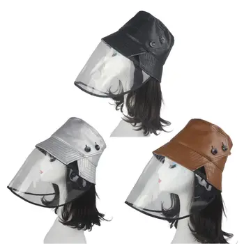 Мъжки свалящ шапка-панама от TPU със защитна маска на цялото лице, копчета от изкуствена кожа със странична цепка, широки полета, защита от слънцето