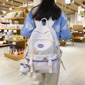 Ново записване, раница в японски стил за момичета, сладки ученически чанти в корейски стил, голям пътен раница за жени, дамски чанти за книги