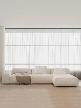 Текстилен диван с кошачьим изземване Tofu block модерен минималистичен текстилен диван от масивно дърво в скандинавски стил