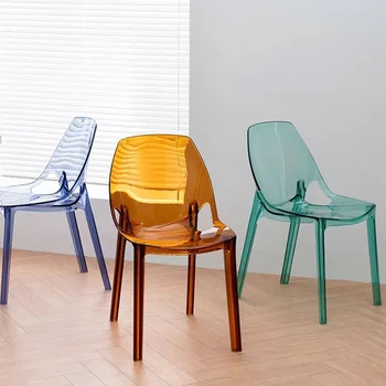 Акрилни плажни трапезни столове от прозрачна пластмаса в Скандинавските модерни трапезни столове Ергономични мебели за хола на хотела Sillas Lounge Suite