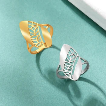 Кух пръстен във формата на ръгби COOLTIME за жени, овални геометрични пръстени за пръстите от неръждаема стомана, мода декорация за двойка, подарък за парти