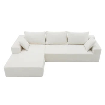 Модулна Секционни диван, Съвременният диван в минималистичен стил, Свободна комбинация от 2 теми, L-образна форма, Бял