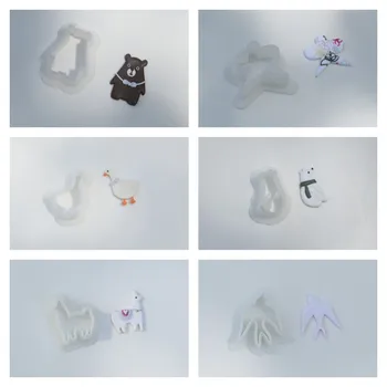 Сладки Животни Мека Керамика Форма за рязане полимерна глина Мини Мечка Гъска Алпака Лястовица Керамични Обеци Инструменти за изработка на бижута висулки