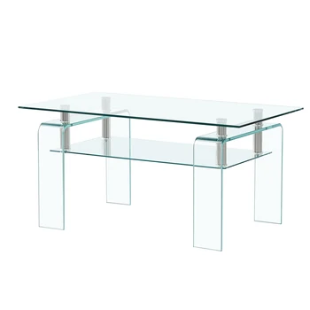 Масичка за кафе от прозрачен правоъгълен стъкло, холова маса от закалено стъкло, централна масичка за всекидневната [US-W]