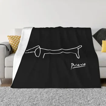 Диван за кучета порода дакел на Пабло Пикасо, флисовое одеяло, топли фланелен завивки спално бельо, покривки за мека мебел за пътуване