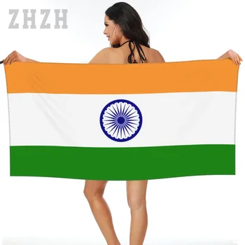 Повече на дизайна Флаг на Индия е Индийска Емблемата на Кърпи за баня Бързосъхнеща, Микрофибър, Впитывающая Мека Вода, Дишаща Плажната Купальная Баня