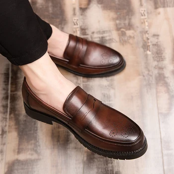 Coslony/ 2023; Мъжки модел обувки; Вътрешна Високи Лоферы; Класически мъжки обувки за партита в Британския стил; Мъжки обувки, Които Растежа; Ежедневни обувки