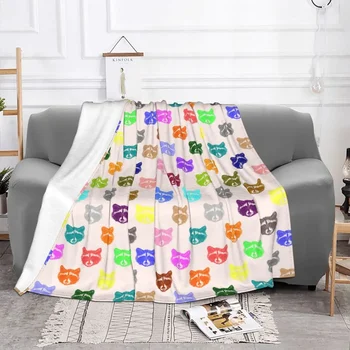 Цветни сладки одеала с шарките на миеща мечка, мек вълнен плат принт, преносими Супер Топли одеяла за дивана, пътно одеяло