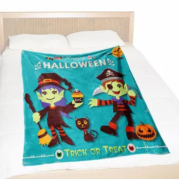 Наметала на Хелоуин, каре на Хелоуин, меки памучни одеяло с тиква за Хелоуин, фланелен пухкави завивки за четене