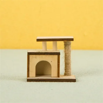 Куклена къща 1:12, симулиращ котешки дърво, рамка за катерене по кошачьему дърво, мини-интерактивен куклена къща на кошачьем дърво, мебели за diy