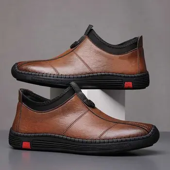 2023 Пролет и Есен, Нова Мъжки Ежедневни обувки, Ръчно изработени От Естествена Кожа, Дишаща Мъжки Обувки, Мързеливи Чехли, Маратонки