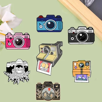 креативна и персонални черно-бяла брошка от сплав с камера, Емайл, лак, Брошка, икона