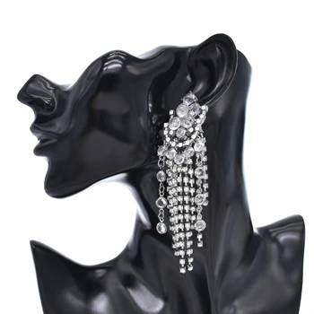 Нови модни Луксозни многопластови обици-пискюли с водни диаманти, черни многослойни Дамски обици
