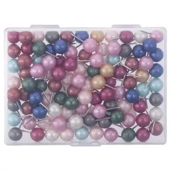 100ШТ Многоцветни бутони за обяви Кръгла корона Перлата на бутона за карти Пластмасови декоративни бутон за палеца