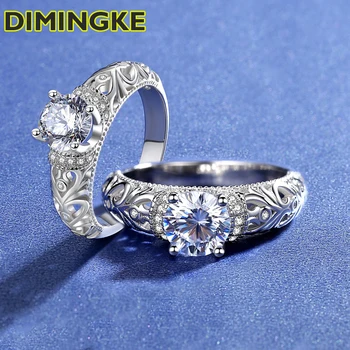 Етническото женски пръстен Loukong DIMINGKE S925 Сребро 1 карата Mosonite GRA Сертификат за Изящни Бижута Сватба, Подарък за Рожден Ден