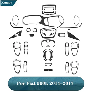 Черни етикети, изработени от въглеродни влакна, Наслагване на Различни Детайли за Fiat 500L 2014 2015 2016 2017 Декоративни Аксесоари за интериора на колата