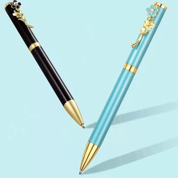 Нова мода чернильная дръжка с перламутровым персиковым цвят, Бизнес офис дръжка за означения, висококачествена метална химикалка писалка, канцеларски материали за учениците