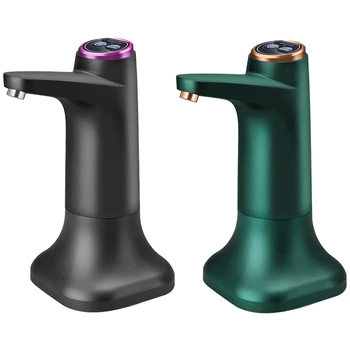 2 Комплекта електрически помпа за бутилки с вода с базовия USB-диспенсером за вода, черен и зелен