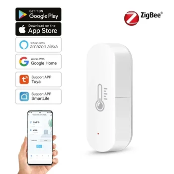 НОВО приложение на Hristo Zigbee Smart Сензор за Температура И Влажност на въздуха Remote Монитор За Smart home Var SmartLife Работи С Алекса Google